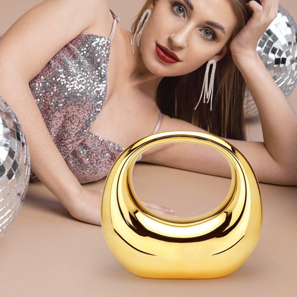 Sculpted Gold Fashion Clutch — Statement Evening Bag